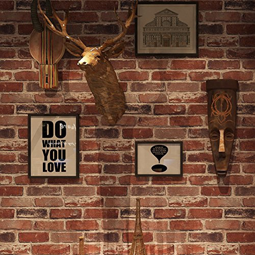 Okydoky Peel and Stick Rustic Red Brick Wallpaper - Self-Adhesive, Vinyl Waterproof Vintage Contact Paper for House Decoration, No.57104-10