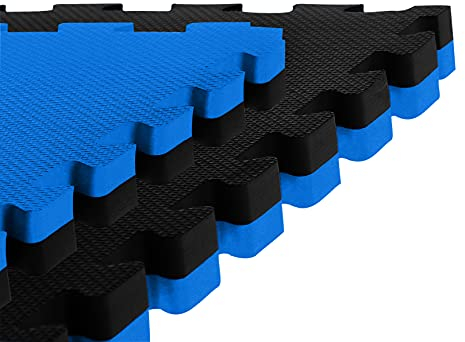 Sportmatte -Checker- 1x1m Kampfsportmatte, EVA Kampfsportmatten (2 cm, blau/schwarz)