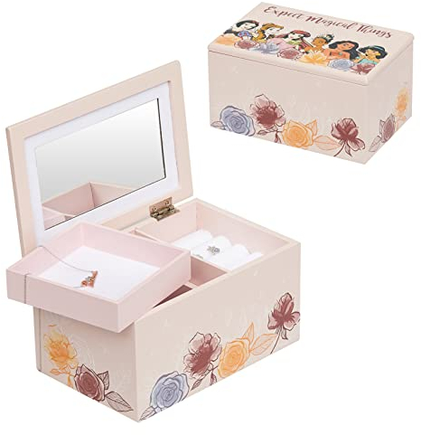 Disney Princess Expect Magical Things Pink Jewelry Box Jewelry Organizer, Officially Licensed