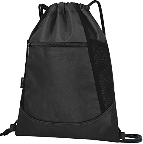 LIVACASA Sporttasche mit Kordelzug, Sporttasche, Reise, Kordelzug, Wasserflasche, Wasserflasche, leichter Rucksack mit Kopfhörerloch für Herren und