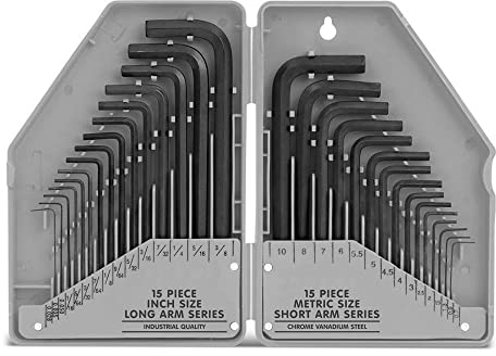 Wress 30 Pcs Allen Key Set – Metric (0.7–10mm) & Imperial (0.028–3/8 inch) Hex Key Set, Chrome Vanadium Steel, Long & Short Arm Design – Hex Allen Keys for Furniture, Bike Repair, DIY & Home Use