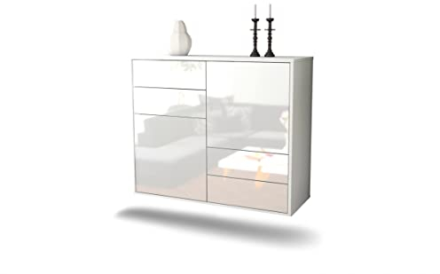 Dekati Sideboard Witten hängend (92x77x35cm) Korpus weiß matt | Front Hochglanz Weiß | Push-to-Open