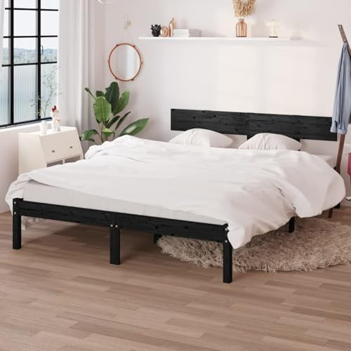 Massivholzbett, robustes Bettgestell aus Kiefer-Massivholz 140x200 cm mit Kopfteil für Schlafzimmer