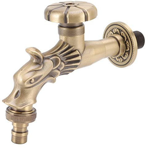 Haofy Rubinetto da Giardino per Esterni, Rubinetto per Lavabo da Bagno in Rame retrò G1/2, Tubo dell'Acqua Decorativo a Parete Singolo Rubinetto Freddo, Rubinetto dell'Acqua Classico Bronzo
