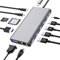 USB C HUB 12 in 1 mit Kabellosem Laden, Docking Station Adapter mit 4K-HDMI, VGA, RJ45 Ethernet, USB3.0, USB C 3.0&2.0, PD 100W, SD/TF & 3.5mm AUX, Kompatibel mit MacBook Pro & Andere Laptops
