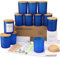 MILIVIXAY Lot de 12 pots à bougies en verre bleu givré de 350 ml avec couvercles et kits de fabrication de bougies – Pots à bougies vides en vrac pour la fabrication de bougies – Conteneurs à épices,