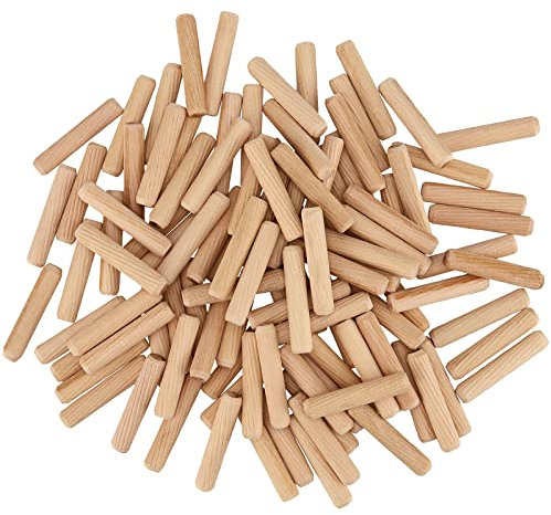 MUKLEI Lot de 1200 chevilles en bois 8 mm x 40 mm, tourillon bois dur cannelé sergé pour meubles et projets de bricolage