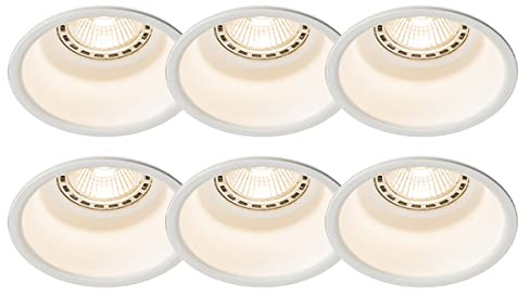 Qazqa Einbaustrahler, Einbauleuchte - Dept - Weiß, 8.8cm, Rund, Ideal als, Im 6er-Set.