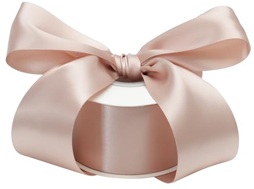 DINDOSAL Rose Gold Double Face Satin Ribbon 2 Inch x 25 Yards, Thick Satin Ribbon for Gift Wrapping, Wedding Decor, Bridal Bouquet Wrap, Party Decorations, DIY Crafts