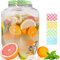 YöL Large Glass Drinks Dispenser 8L Party BBQ Outdoor Style with Tap and Green Lid Easy Filling Wide Mouth Summer Cocktail Juice Water Carafe Jug