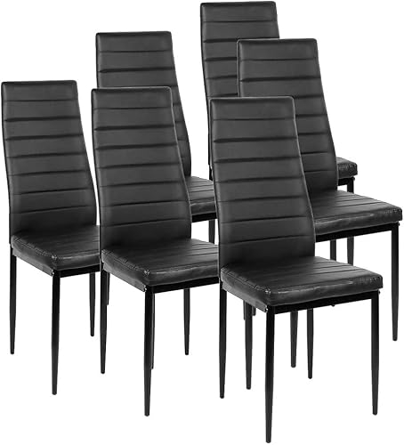 KEVO 6 Esszimmerstühle, SGS getestet, Esszimmerstühle, dicke Polsterung, Stühle für Esszimmer, moderne Esszimmerstühle, 6-teilig (schwarz)