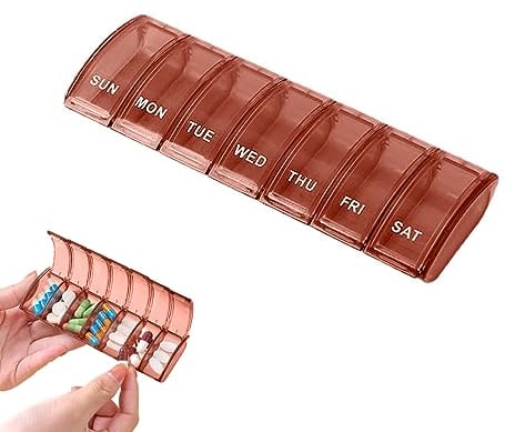 Jaimela Tablettenbox 7 Tage, Pillendose 7 Tagemedikamentenbox, Leicht Zu Öffnen, für Vitamine, Nahrungsergänzungsmittel und Medikamente (Rot)