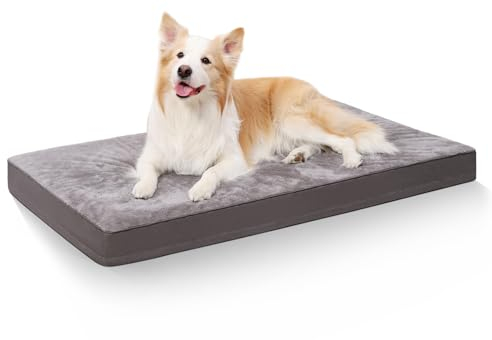 KSIIA Orthopädisches Hundebett für Kleine Hunde, Waschbar Hundekissen Flauschig Hundematte Hundematratze mit Abnehmbarer Deckel in Dunkelgrau 60x45x7cm