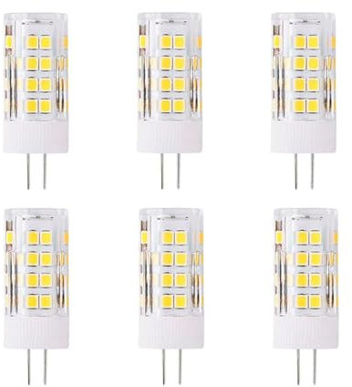 WULUN 6 × G4 5W LED Lampadina,51 SMD 2835 LEDs,Bianco Freddo 6000K Luce Lampada Super Luminosa 500LM LED Bulb AC/DC 12V,6 Pcs