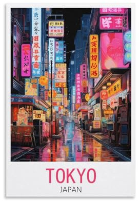 GuYaNa Tokyo Japan Vintage-Reiseposter, 40 x 60 cm, Leinwand-Kunstdruck, Gemälde für Wanddekoration, Wohnzimmer, Schlafzimmer