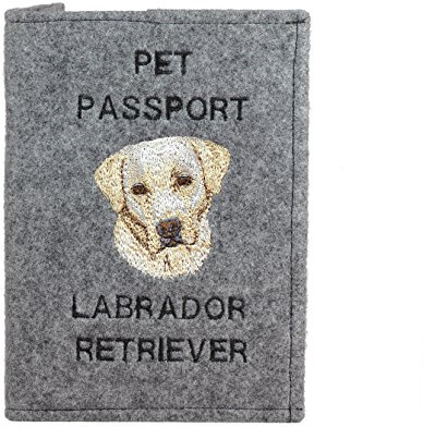 Art-Dog Hundepasshülle - Handgefertigte Filzhülle mit gesticktem Muster - Tierärztliche Reisepasshülle für Hunde - 17x12,5cm - Labrador Retriever