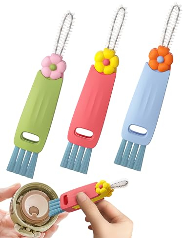 WYUIZWALWA 3 in 1 Multifunctional Cup Lid Cleaning Brush, 2024 New Multi-Functional Crevice Cleaning Brush Set, Water Bottle Cleaner Brush, Home Kitchen Cleaning Tools