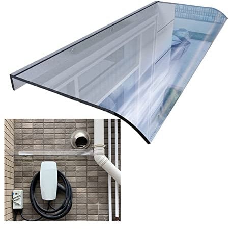Gebogene Fenstermarkise, Türüberdachung, geräuschlose Fenstermarkise, Vordertür, Terrassenüberdachung, Sonnenschutz für den Außenbereich, Moderne Polycarbonat-Abdeckung (Farbe: transparent,