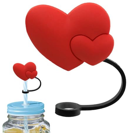 Neamou Straw Topper | Love Heart Shaped Straw for Drinking | Wter Bottle Straw Tips Lids Dustproof Drinking Cup Accessories for Travelling, Camping,