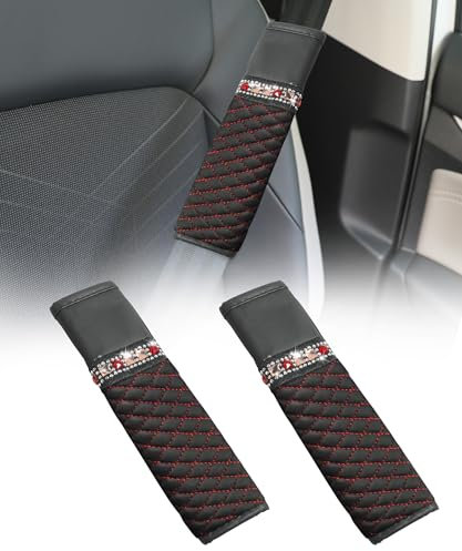 Flaconi 2 Pièces Coussinets De Ceinture De Sécurité,Housses De Ceinture De Sécurité,Accessoires d'Intérieur De Voiture,Coussinets De Ceinture De Sécurité Automatique (Noir)