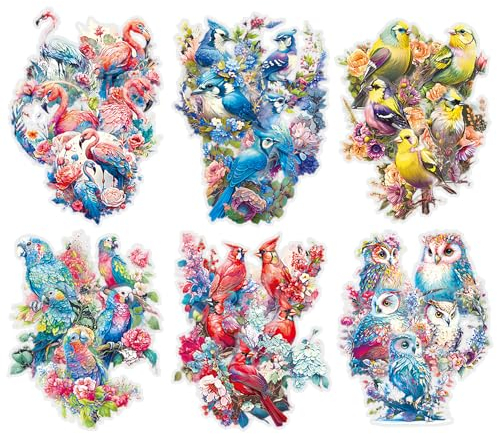 60 Stück Scrapbook Stickers Kraeoke Fliegende Vögel Ästhetische Aufkleber PET Fotoalbum Sticker Scrapbook Zubehör für Bullet Journal und Kalender (D)
