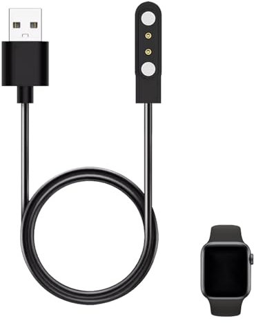 Smart Watch Charger, 2 Pin 4mm Smart Watch Charger 2 Pin Magnetic for YAMAY SW022/Ticwatch GTX, Magnet USB Charging Cable, Portable Quick Chargers with Built In Safety Features (Black)