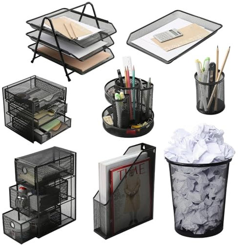 Daniel James 3-Tier Drawers - Mesh Desk Tidy Stationary Holder Desktop Organiser for Home, Office & School - Black