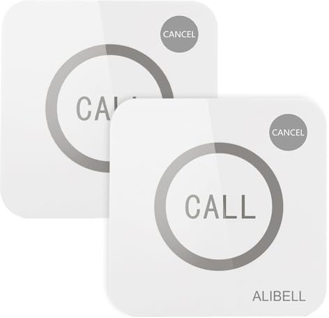 ALIBELL Lot de 2 Boutons d'appel de Panique à Distance, Alarme stroboscopique, Alarme d'urgence pour Maison/Magasin/Usine/école