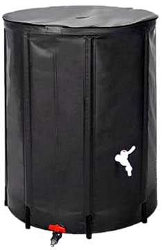 MBBTAG Faltbare Regentonne, Regenwassertonne für Gartenbewässerung, regentonne faltbar, Mit Wasserhahn, regentonne 50/100/160/200/225/250/380/500/750/1000 liter, Bewässerbare Gartenpflanzen(Schwarz,40