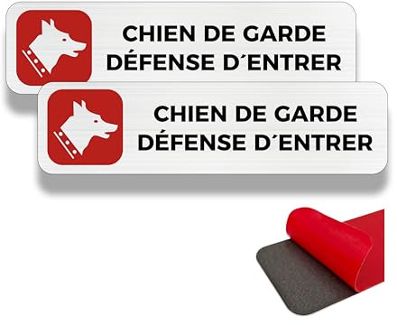 FloraVigo FloraVigo Propriété privée, 2 panneaux propriété privée, 19×5 cm, intérieur/extérieur, panneau aluminium, panneau d'avertissement, avec autocollant (CHIEN DE GARDE DEFENSE D'ENTRER)