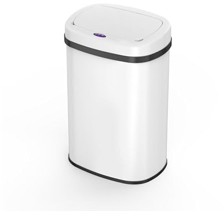 Poubelle de cuisine automatique 58L MAJESTIC WHITE blanc grande capacité en INOX avec cerclage