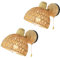 TOKTOP Lot de 2 Applique Murale Rotin avec Interrupteur, Vintage Bohème Lampe Murale E27 Bois Intérieur Réglable Luminaires Appliques pour Chambre Salon Couloir