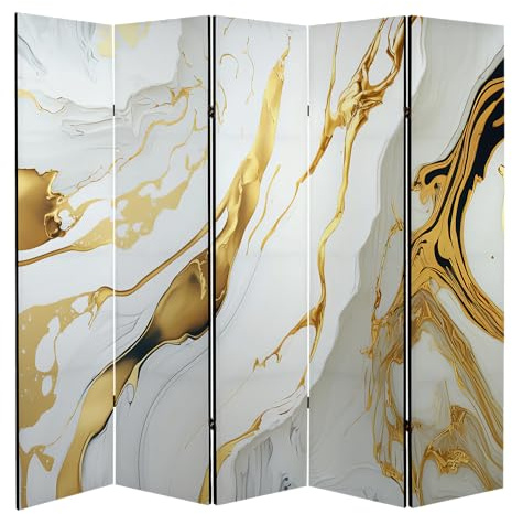 framed concept - Paravent Raumteiler Holz 225x172 cm, 5-teilig einseitig, Sichtschutzwand