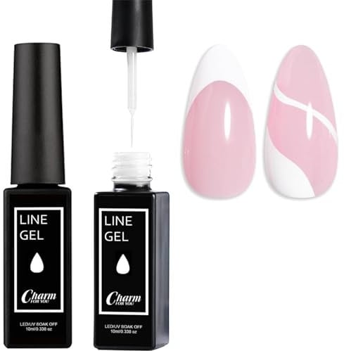 Liner Gel white Nail Gel Polish,10ML French Tip gel Polish,Nail Liner Painted polish Thin Brush For French Tip Classic Basic White Colour Art Paint for Thin Line Soak off DIY Manicure Salon