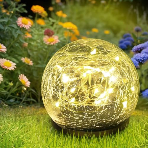 Anordsem Lámparas solares para exteriores, decoración de jardín: exterior balcón LED bola solar para exterior, resistente a la intemperie, 12 cm, luces de goden, decoración para suelo, regalos y