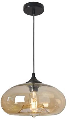 JNPGVTCD Lampe Industrielle en Verre coloré pour îlot de Cuisine, Style Ferme, Style Vintage, Style rétro, Suspension (Ambre)