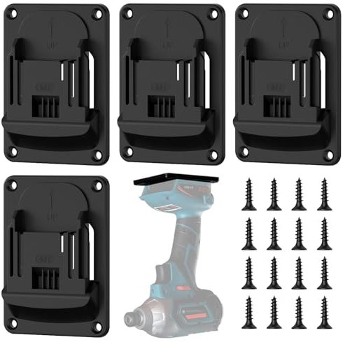 SHUOHONG 4 Piezas Organizador Herramientas Pared para Makita 18v, Soporte de Taladro para Herramientas Eléctricas, Soporte Herramientas Pared de Batería de Pared Portaherramientas para Taladro
