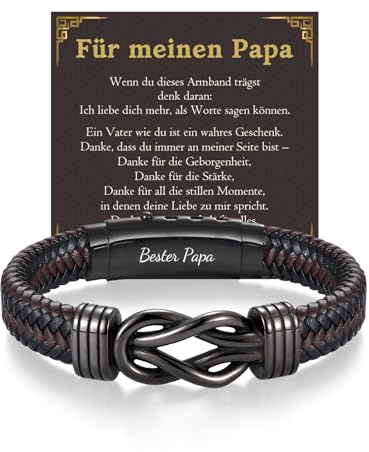 PDTU Geschenke für Männer, Lederarmband als Geschenke für Mann Ehemann Freund Papa Bonuspapa Stiefvater Enkel Opa Sohn Bruder zum Geburtstag Weihnachten Valentinstag Jahrestag Vatertag Abschluss