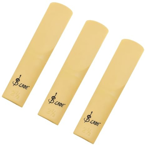 IKOPFLN 3 Stück Kunststoff Saxophonblätter Altsaxophon Mundstück Blätter Teile 2.5 Saxophon Reparatur Blatt Zubehör, Saxophon Blätter（Holzfarbe）