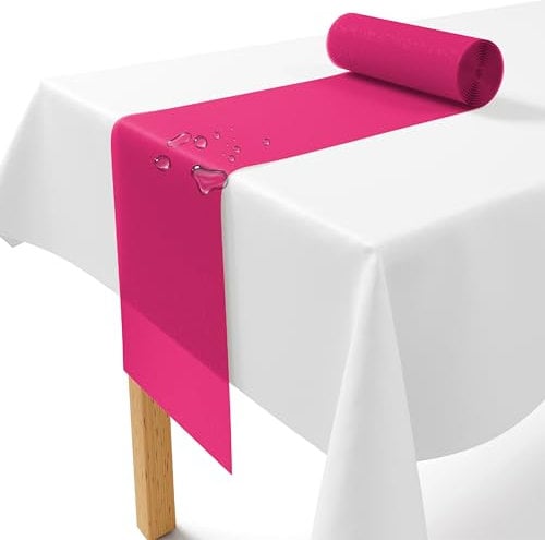Vlies Tischläufer Pink [30cm x 25m] - Einweg Tischband als edle Tischläufer Tischdeko für Hochzeit, Kommunion, Taufe, Geburtstag, Weihnachten und Biertisch Feste