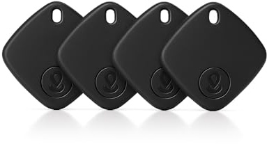 4 Pack Oscanna Bluetooth Tracker – compatible with Apple Find My Network, IP67 Waterproof, Real-Time Location, Pet & Item Finder (4Pack Black)