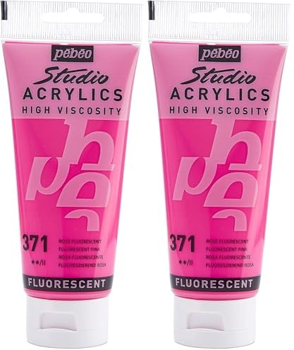 PEBEO - Acrílico Fine Studio - Pintura acrílica Rosa - Rosa Fluorescente - 100 ml (Paquete de 2)