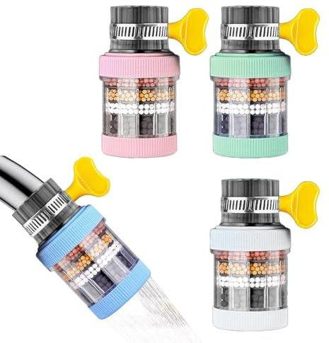 3 filtri per rubinetto con carbone attivo/filtro per acqua pulita/cartuccia purificatrice, filtro per rubinetto a 6 strati, filtro universale per doccia Colore:bianco, rosa, verde