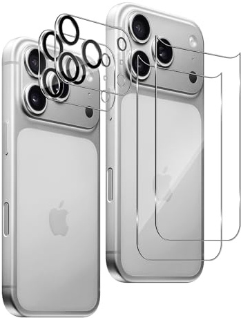 LiiLaa Rückseite Schutzfolie für iPhone 17 Pro für Panzerglas, [2+2 Stück] 9H Härte Gehärtete Glas Schutz Folie und Kameraschutz, HD Klar Anti-Kratzer Schutzglas Hinten