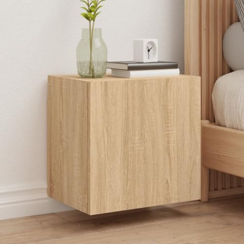 ULUYYUC TV Wandschrank 2 Stück Sonoma Eiche Holzwerkstoff 40,5x30x40 cm Hängeschrank mit Fach für Wohnzimmer Schlafzimmer