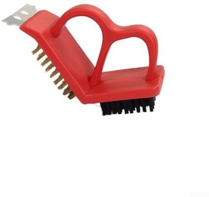 Double Sided Barbecue Brush with Copper Wire and Plastic Bristles for Deep Cleaning Grills, Pots, Pans, and Outdoor Cooking Surfaces