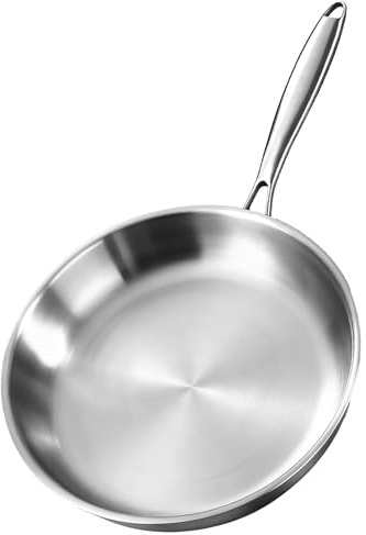 hommova 30cm Stainless Steel Frying Pan – 3 Ply Clad Base for Induction, Dishwasher Safe, Ideal for Searing, Sauteing & Stir Fry
