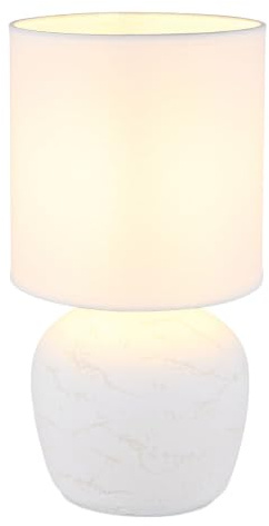 Tischleuchte Tischlampe Wohnzimmerlampe Schalter Weiß Keramik E14 H 31,5 cm