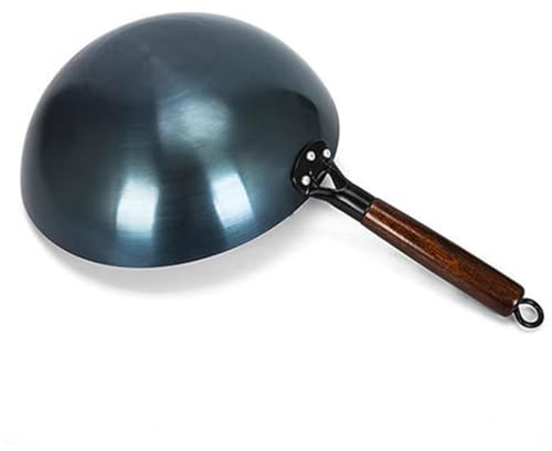 TOPINCN Sartén Wok de Hierro Refinado, Sartén Antiadherente Tradicional China de Fondo Redondo sin Recubrimiento de un para Cocinar en Restaurante en Casa (34cm)