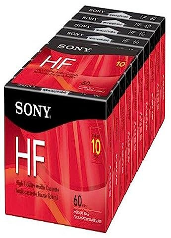 Sony Audiokassette, Kassette, 60 Minuten (30 x 2), Rot, 10er Pack